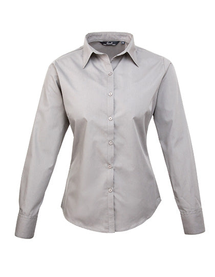 Women´s Poplin Long Sleeve Blouse - Silver