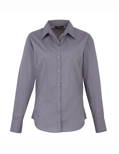 Women´s Poplin Long Sleeve Blouse - Steel
