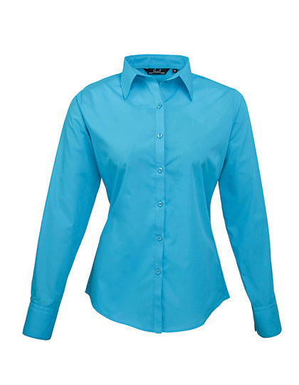 Women´s Poplin Long Sleeve Blouse - Turquoise