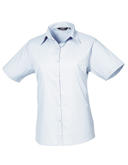 Women´s Poplin Short Sleeve Blouse - Light Blue