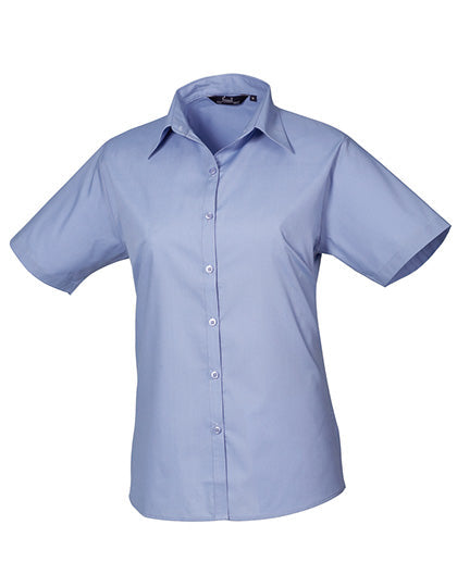 Women´s Poplin Short Sleeve Blouse - Mid Blue