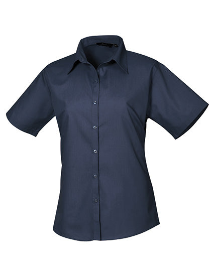 Women´s Poplin Short Sleeve Blouse - Navy