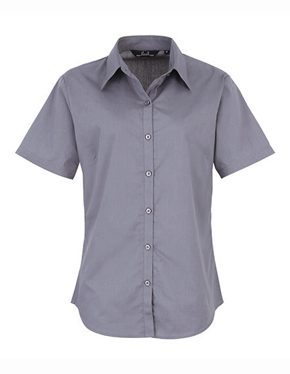 Women´s Poplin Short Sleeve Blouse - Steel
