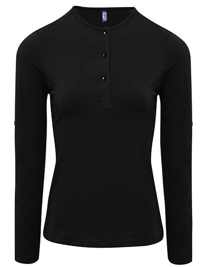Women's Long-John Roll Sleeve Tee - Black