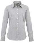 Women´s Microcheck (Gingham) Long Sleeve Cotton Shirt - Black/White