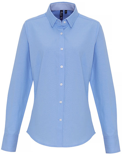 Women´s Cotton Rich Oxford Stripes Shirt - Oxford Blue