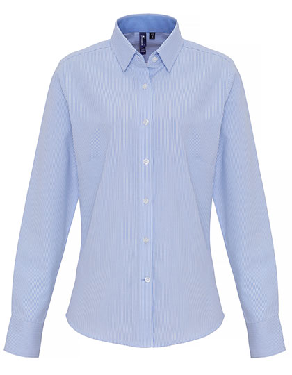 Women´s Cotton Rich Oxford Stripes Shirt - White/Oxford Blue