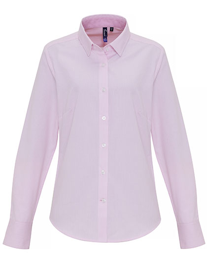 Women´s Cotton Rich Oxford Stripes Shirt - White/Pink