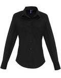 Women's Stretch Fit Poplin Long Sleeve Cotton Shirt - Black