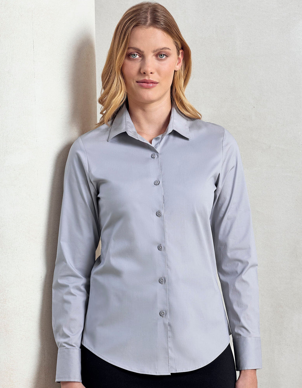 Hemd Women´s Stretch Fit Poplin Long Sleeve Cotton besticken & bedrucken | Pulsar Workwear