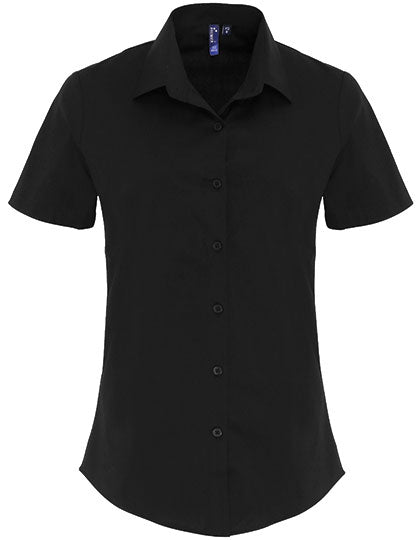Women´s Stretch Fit Poplin Short Sleeve Cotton Shirt - Black