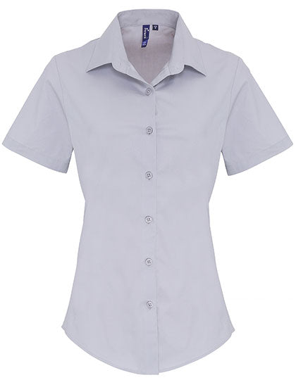 Women´s Stretch Fit Poplin Short Sleeve Cotton Shirt - Silver