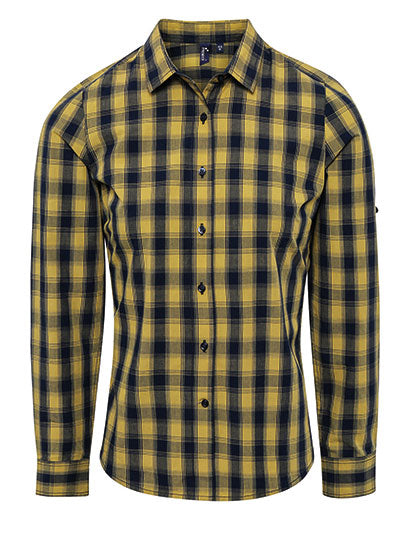 Women´s Mulligan Check Cotton Long Sleeve Shirt - Camel/Navy