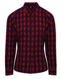 Women´s Mulligan Check Cotton Long Sleeve Shirt - Red/Navy