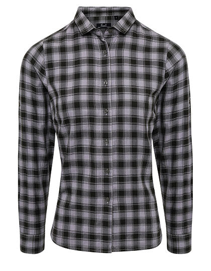 Women´s Mulligan Check Cotton Long Sleeve Shirt - Steel/Black