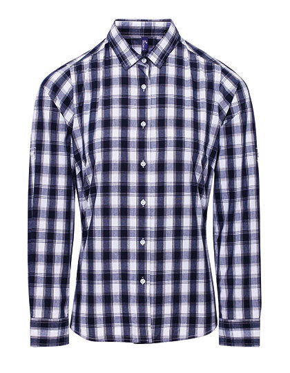 Women´s Mulligan Check Cotton Long Sleeve Shirt - White/Navy