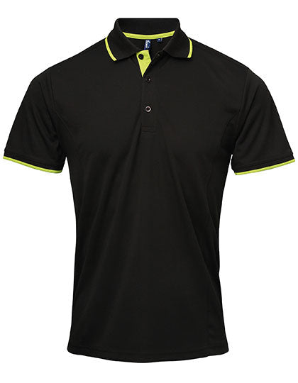 Men's Contrast Coolchecker Polo - Black/Lime