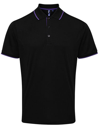 Men's Contrast Coolchecker Polo - Black/Purple
