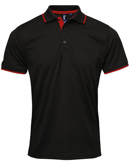 Men's Contrast Coolchecker Polo - Black/Red