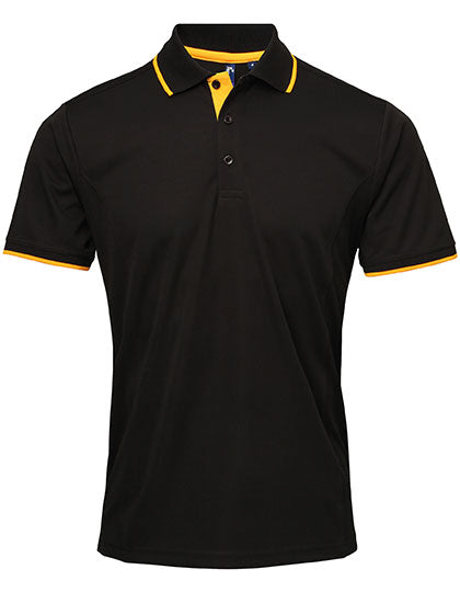 Men's Contrast Coolchecker Polo - Black/Sunflower