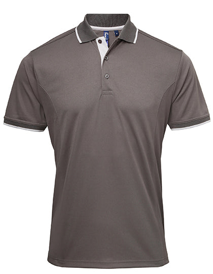 Men's Contrast Coolchecker Polo - Dark Grey/Silver