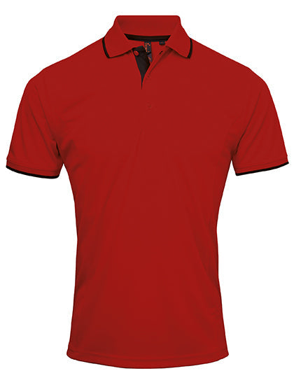 Men's Contrast Coolchecker Polo - Red/Black
