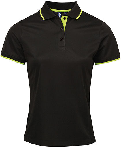 Women´s Contrast Coolchecker® Polo - Black/Lime