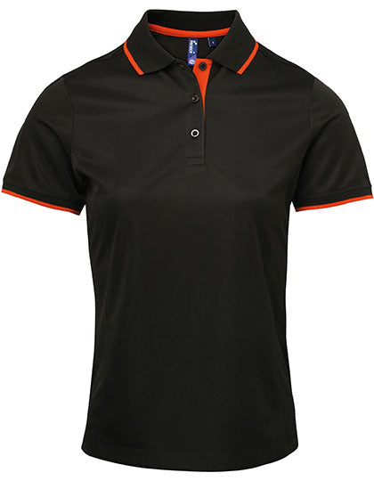 Women´s Contrast Coolchecker® Polo - Black/Orange