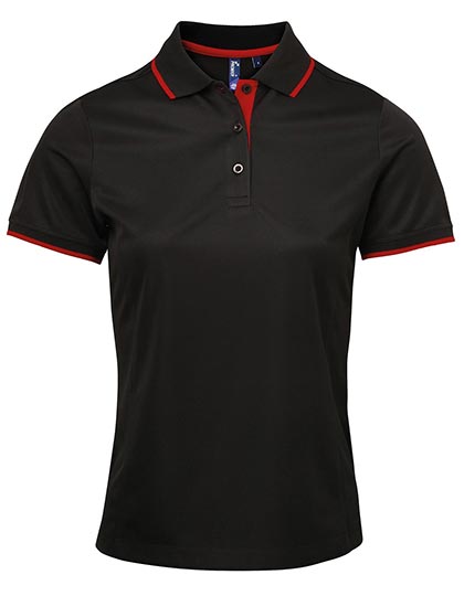 Women´s Contrast Coolchecker® Polo - Black/Red