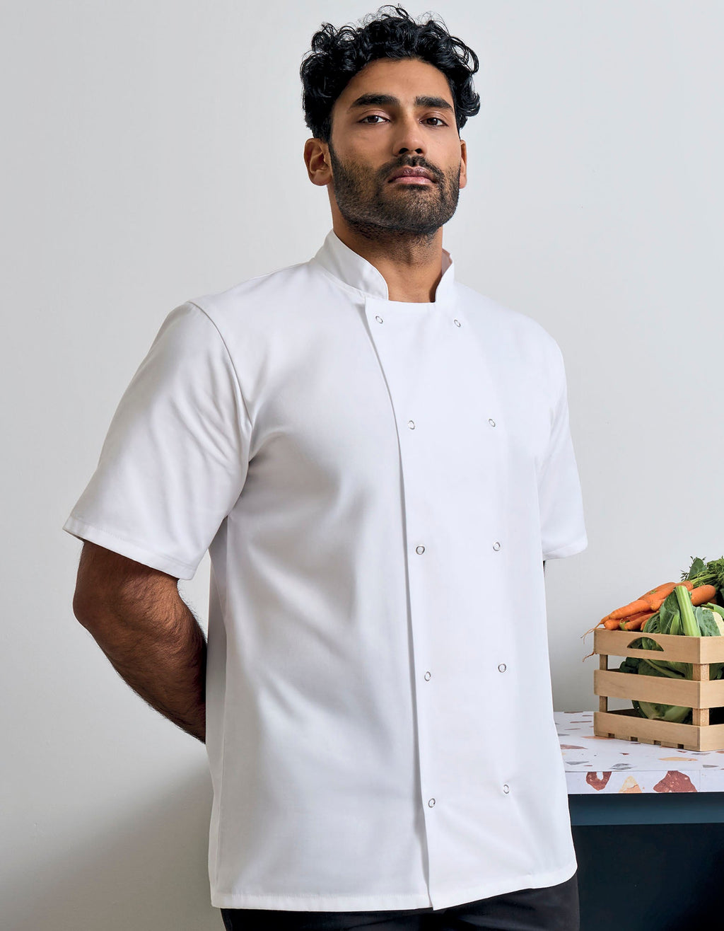 Jacke Studded Front Short Sleeve Chef´s besticken & bedrucken | Pulsar Workwear