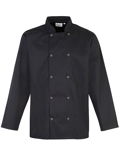 Chef's Long Sleeve Stud Jacket - Black