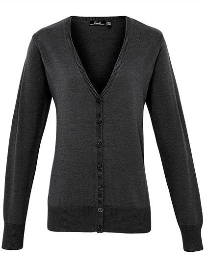 Women's Button Through Knitted Cardigan - Charcoal