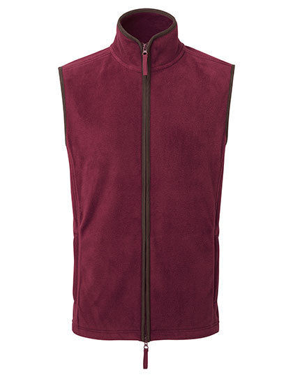 Men's Artisan Fleece Gilet - Burgundy/Brown
