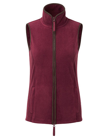 Women's Artisan Fleece Gilet - Burgundy/Brown
